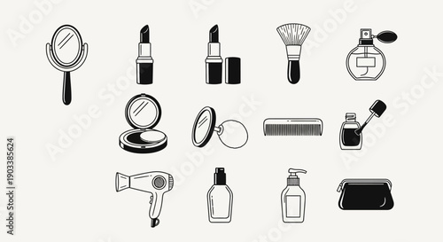 Collection of beauty and makeup tools.
