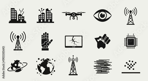 Collection of communication technology icons.