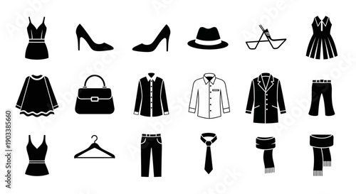 Collection of fashion clothing items.