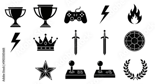 Collection of gaming and award icons.