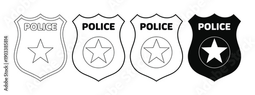 Police Badge black white design isolated on white background
