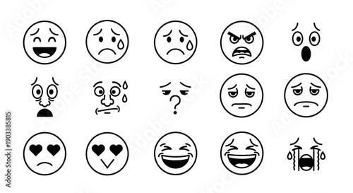 Collection of various emoticon faces.
