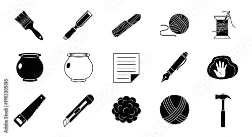 Collection of various hand tools icons.