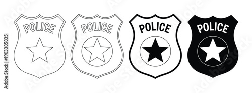 Police Badge black white design isolated on white background