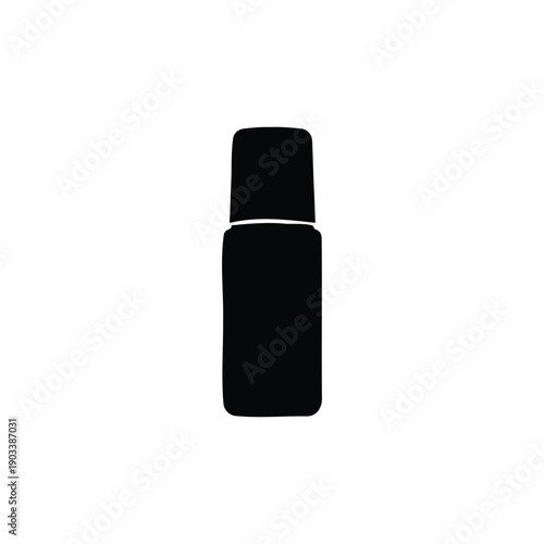 Black roll-on deodorant silhouette icon vector flat design.
