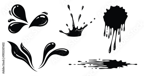 Black Ink Splashes and Drops Collection