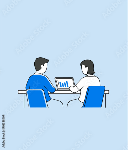 2 collegues meeting on office matter in sleek illustration style vector stock illustrations