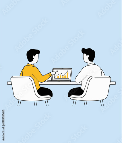 2 collegues meeting on office matter in sleek illustration style vector stock illustrations