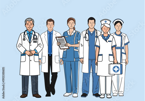 Set of doctor. Medical staff team concept stock Doctor illustrations 