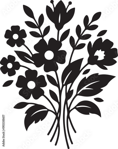 abstract floral silhouette, pure black on white