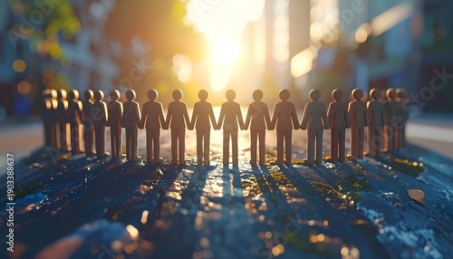 Miniature People Standing Together in Unity.