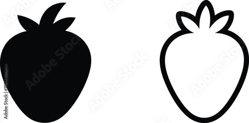 Strawberry cartoon icons, editable vector clipart, fruit silhouette, berry outline, food symbol, healthy design, stylized illustration
