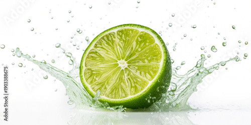 Fresh Lime Splashing in Water - Healthy Refreshment