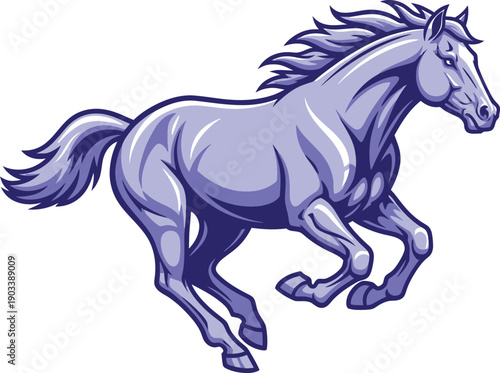 Running horse vector illustration in dynamic pose