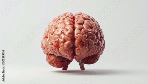 A close-up view of a human brain model