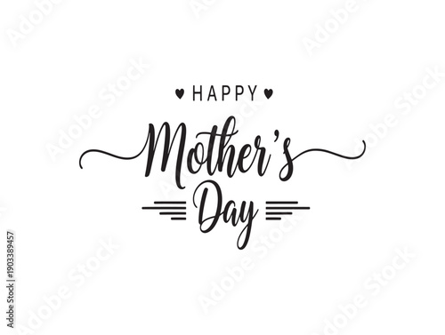 Happy mother's day greeting card with elegant typography and heart symbols