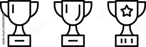 Trophy cartoon icons, editable vector clipart, achievement silhouette, award cup, star prize, competition symbol, recognition design, stylized illustration