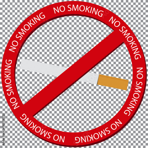Red sign No smoking with cigarette flat design, vector eps 10