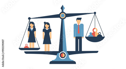 Celebrating International Women's Day with Balance and Equality Scale Illustration
