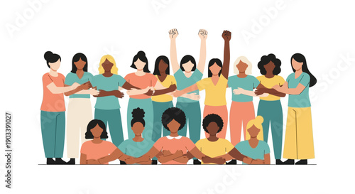 Celebrating International Women's Day with diverse women standing together