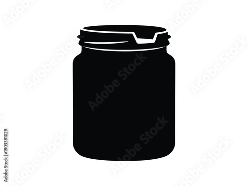 Solid black icon of a glass mason jar with a lid, representing preservation and storage