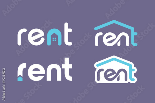 Modern Rent Wordmark Logo Collection for Real Estate and Property Rental Branding