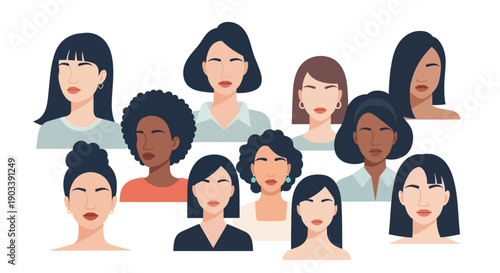 Celebrating International Women's Day with diverse group of women togetherness empowerment illustration
