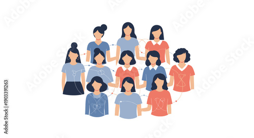Celebrating International Women's Day with diverse women together in a flat illustration
