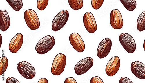seamless dates khajoor vector pattern on a white background