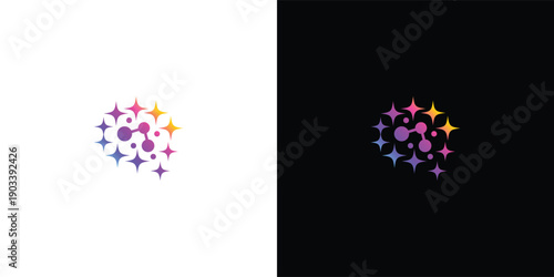 Abstract Brain and Star Logo for Smart and Creative Brands