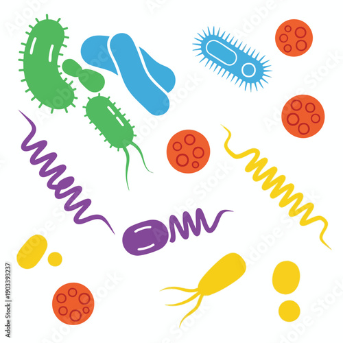 Colorful Microscopic Organisms and Cells