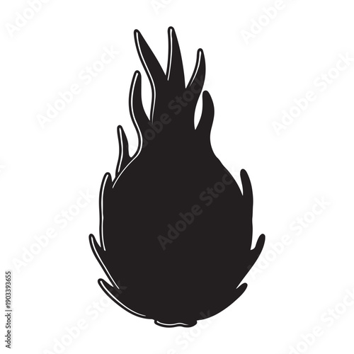 Minimalist dragon fruit pitahaya silhouette vector icon, isolated black glyph design
