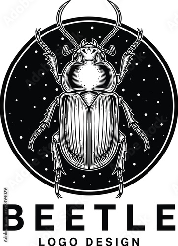 Beetle logo insect emblem vintage style