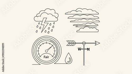 Simple Weather Forecast Line Icons Collection