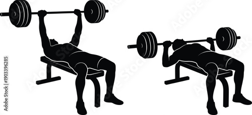 Man Doing Barbell Bench Press Silhouette Vector – Chest Press Workout