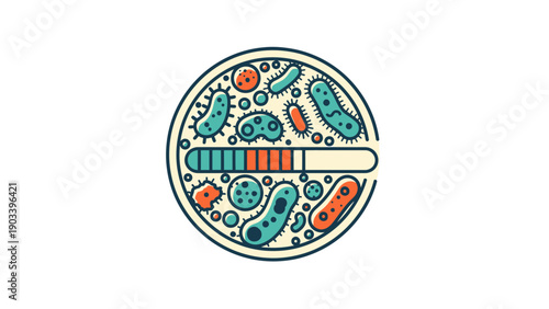 Medical Progress Bar with Microorganisms in a Petri Dish. Concept of Bacteria Growth, Disease Treatment, and Laboratory Research.