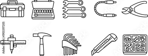 Collection of various hand tools and equipment for repair and construction