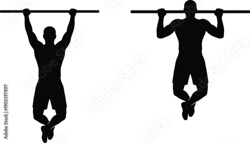  Man Doing Pull Ups Silhouette Vector