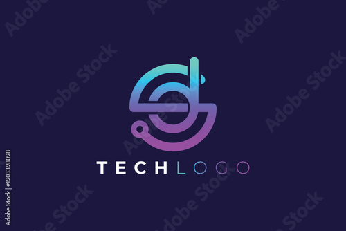 Modern Letter S D Monogram Technology Logo Design for Digital and Startup Branding