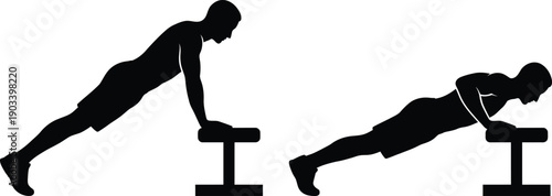 Man Doing Incline Push Up Silhouette Vector
