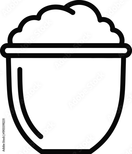 A simple line drawing of a bucket filled with an unspecified material