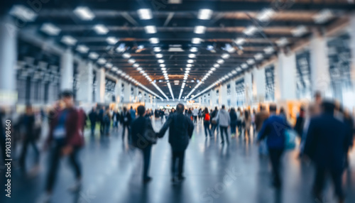 Wallpaper Mural large crowd walking inside modern exhibition hall creating dynamic business atmosphere Torontodigital.ca