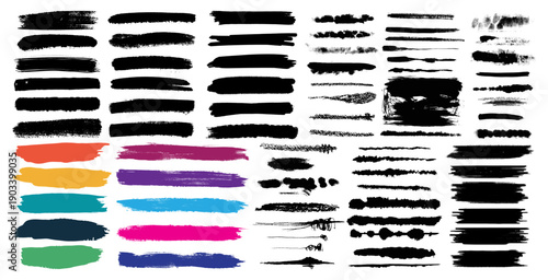 Watercolor paint brush stroke texture set. Brush stroke set.