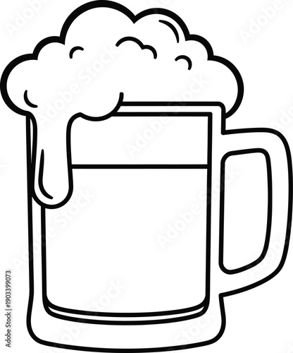 A simple line drawing of a beer mug with foam