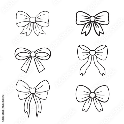 Hand-drawn elegant bows set