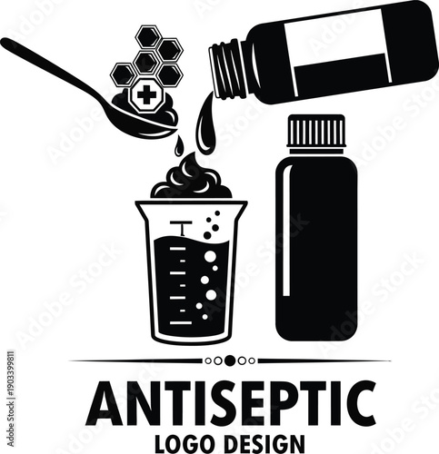 Antiseptic bottle medical logo