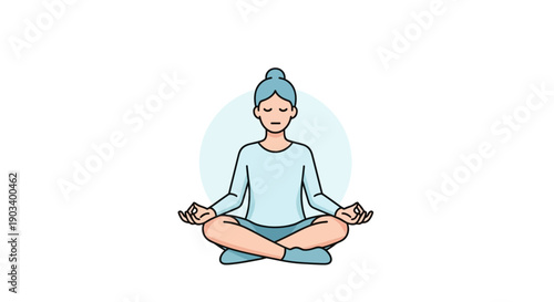 A person sits in a lotus position, eyes closed, practicing meditation and mindfulness.