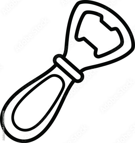 A simple line drawing of a bottle opener