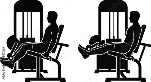 Man Doing Leg Extension Machine Silhouette Vector