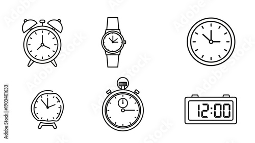 Collection of various clock designs.